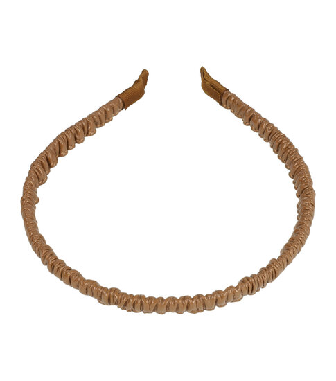2093341008 Haarband Diadeem 1cm – Gerimpeld Imitatie Lakleer – Lichtbruin