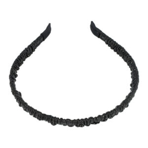 Haarband Diadeem 1cm – Gerimpeld Imitatie Lakleer – Zwart