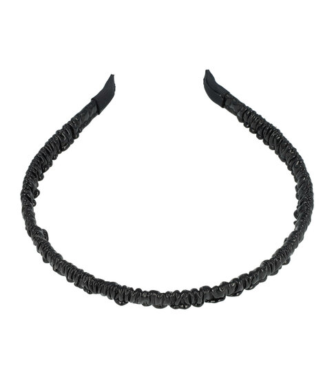 2093345385 Haarband Diadeem 1cm – Gerimpeld Imitatie Lakleer – Zwart