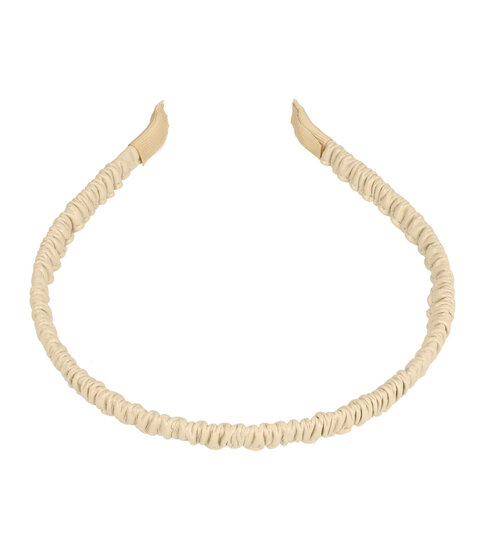 2093345418 Haarband Diadeem 1cm – Gerimpeld Imitatie Lakleer – Crème