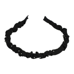 Haarband Diadeem 1cm – Glitter Steentjes – Gerimpelde Stof – Zwart