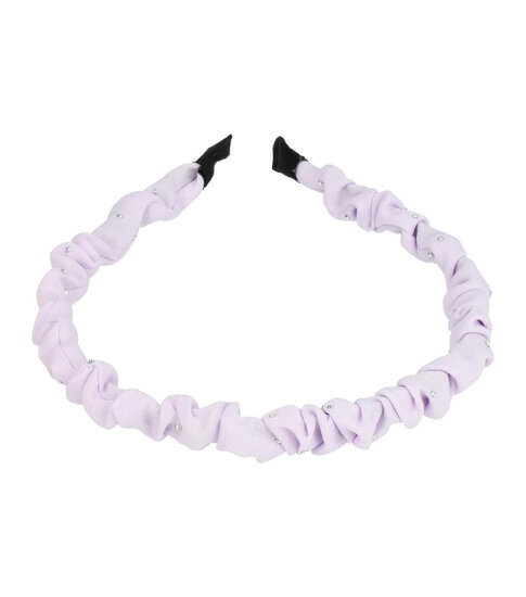 2093373567 Haarband Diadeem 1cm – Glitter Steentjes – Gerimpelde Stof – Lila Paars