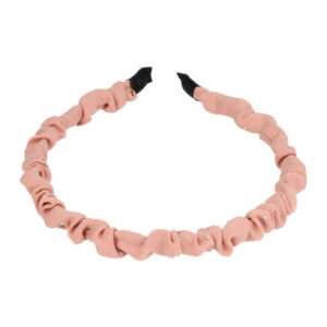 Haarband Diadeem 1cm – Glitter Steentjes – Gerimpelde Stof – Roze