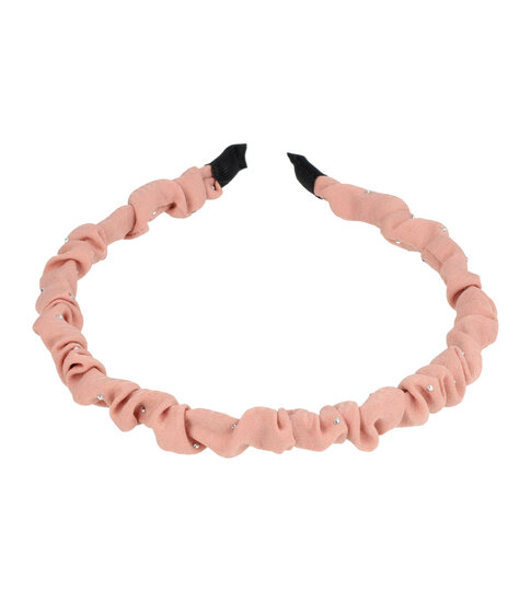 2093376027 Haarband Diadeem 1cm – Glitter Steentjes – Gerimpelde Stof – Roze