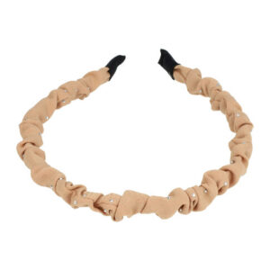 Haarband Diadeem 1cm – Glitter Steentjes – Gerimpelde Stof – Bruin