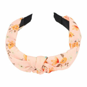 Haarband Diadeem 3cm – Knoop & Bloemenprint Stof – Roze