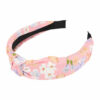 2093647116 Haarband Diadeem 3cm β Knoop & Bloemenprint Stof β Pastel Kleuren β Roze