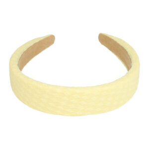 Haarband Diadeem 3cm – Zacht Gevuld – Blokpatroon Stof – Geel