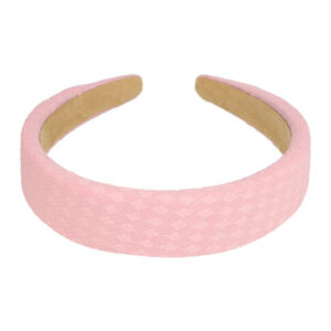 Haarband Diadeem 3cm – Zacht Gevuld – Blokpatroon Stof – Roze