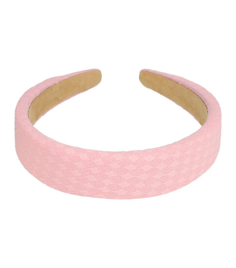 2095075647 Haarband Diadeem 3cm – Zacht Gevuld – Blokpatroon Stof – Roze