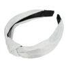 2095632669 Haarband Diadeem 3cm – Knoop & Glitterprint Stof – Zilver Wit