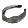 2095660287 Haarband Diadeem 3cm – Knoop & Glitterprint Stof – Zilver Grijs