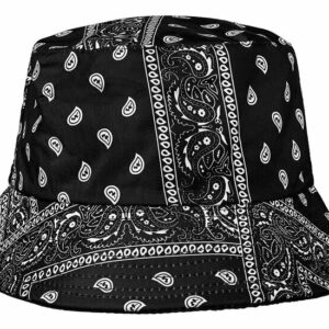 Bucket Hat Hoedje – Paisley Patroon – One Size – Zwart