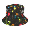 Bucket Hat Hoedje – Spetters Print Omkeerbaar – One Size – Zwart Multicolor