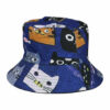Bucket Hat Hoedje – Katten Print Omkeerbaar – One Size – Blauw Wit Bruin