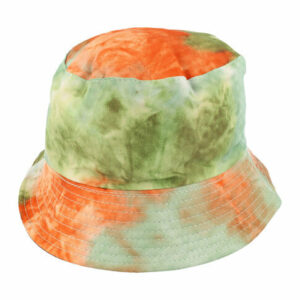 Bucket Hat Hoedje – Tie-Dye Patroon – One Size – Groen Oranje