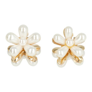Haarspeld Haarklemmen 2cm – Bloemvorm met Parels – Goud Wit – Set van 2
