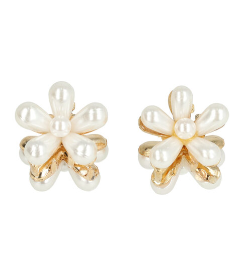 2097313707 Haarspeld Haarklemmen 2cm – Bloemvorm met Parels – Goud Wit – Set van 2