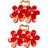 2097316059 Haarspeld Haarklemmen 4cm – Bloemvorm met Strass Steentjes – Rood Goud – Set van 2