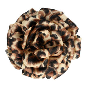 Haarspeld Duckklem & Broche 12cm – Panterprint Haarbloem – Zwart Beige Bruin