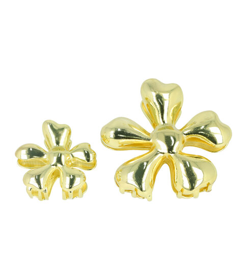2097543714 Haarspeld Haarklemmen 5cm-8cm – Bloemvorm – Metaal – Goud – Set van 2