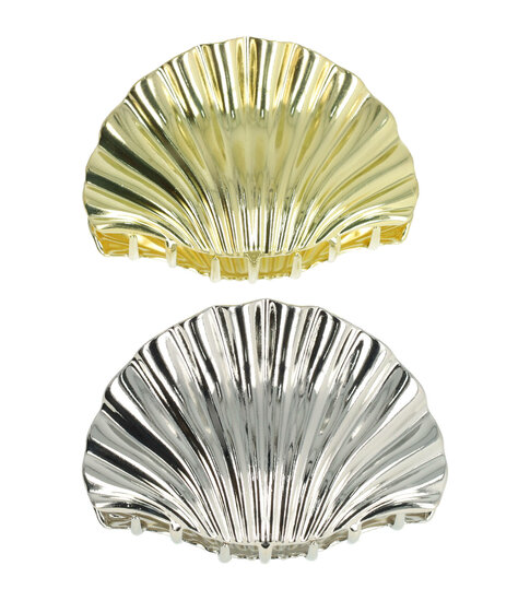2097928359 Haarspeld Haarklemmen 9,5cm – XL Schelpvorm – Metaal – Goud Zilver – Set van 2