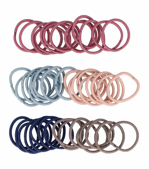 2097964893 Haarelastiekjes mini - Dun zonder metaal 2cm - Roze blauw bruin- Set van 50