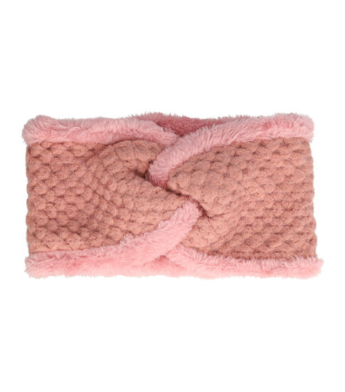 2098441674 Haarband Twist 12cm – Teddy 10% Wol – Gebreide Stof – Roze