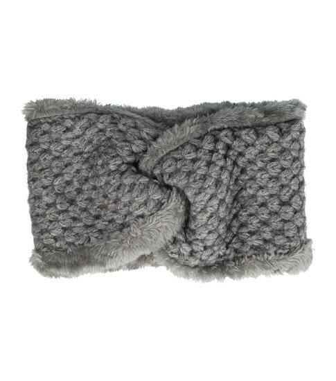 2099511519 Haarband Twist 12cm – Teddy 10% Wol – Gebreide Stof – Grijs