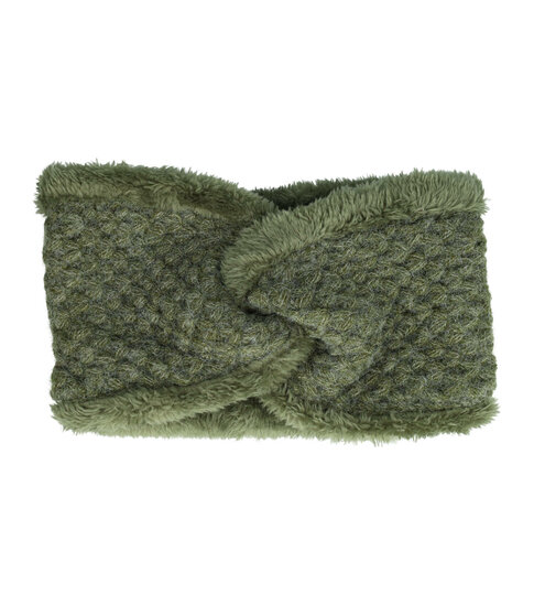 2099598252 Haarband Twist 12cm – Teddy 10% Wol – Gebreide Stof – Groen