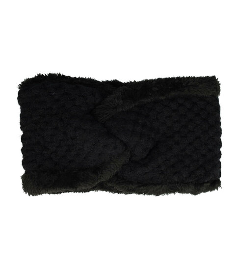 2099599287 Haarband Twist 12cm – Teddy 10% Wol – Gebreide Stof – Zwart