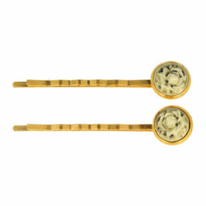 Haarspeld schuifspeldjes - Cirkel roos bloem 6cm - Creme goud - Set van 2