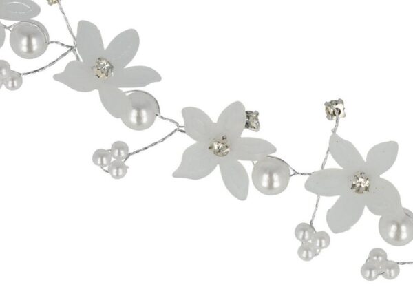 Haarband kralen - Bloemenkroon parel strass - Wit zilver
