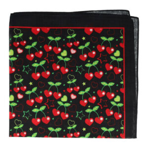 Haarband bandana zakdoek – Kersen katoen 55cm – Zwart rood