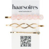 2100554025 Haarspeld schuifspeldjes - Wave strass Kralen 7cm - Lichtroze goud - Set van 3