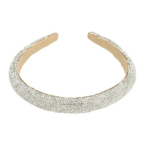Haarband Diadeem 1,5cm – Dik Gevuld – Glitter Steentjes – Zilver