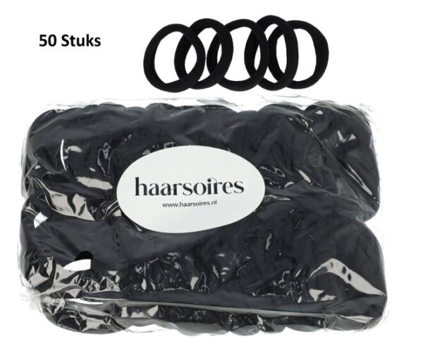 2101180125 Haarelastieken basic - Endless 4cm - Zwart - Set van 50
