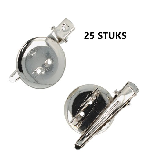 2101360851 DIY Haarspeld Alligator Plakschijf Broche 4cm – Zilver – Set van 25