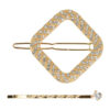 2101945500 Haarspeld haarclip - Vierkant strass steentjes 4,5cm - Goud – Set van 2