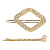 2101945503 Haarspeld haarclip - Vierkant strass steentjes 4,5cm - Goud – Set van 2