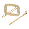 2101945506 Haarspeld haarclip - Vierkant strass steentjes 4,5cm - Goud – Set van 2