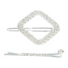 2101950168 Haarspeld haarclip - Vierkant strass steentjes 4,5cm - Zilver – Set van 2
