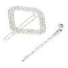 2101950171 Haarspeld haarclip - Vierkant strass steentjes 4,5cm - Zilver – Set van 2