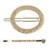 2101952982 Haarspeld haarclip - Ovaal strass steentjes 4,5cm - Goud – Set van 2