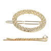 2101952985 Haarspeld haarclip - Ovaal strass steentjes 4,5cm - Goud – Set van 2