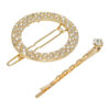 2101952991 Haarspeld haarclip - Ovaal strass steentjes 4,5cm - Goud – Set van 2