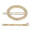 2101952994 Haarspeld haarclip - Ovaal strass steentjes 4,5cm - Goud – Set van 2