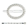 2101953009 Haarspeld haarclip - Ovaal strass steentjes 4,5cm - Zilver – Set van 2