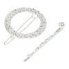 2101953015 Haarspeld haarclip - Ovaal strass steentjes 4,5cm - Zilver – Set van 2