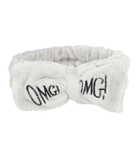 2102423544 Haarband Make-Up – OMG Fluffy Strik 5 cm – Voor Gezichtsverzorging – Grijs